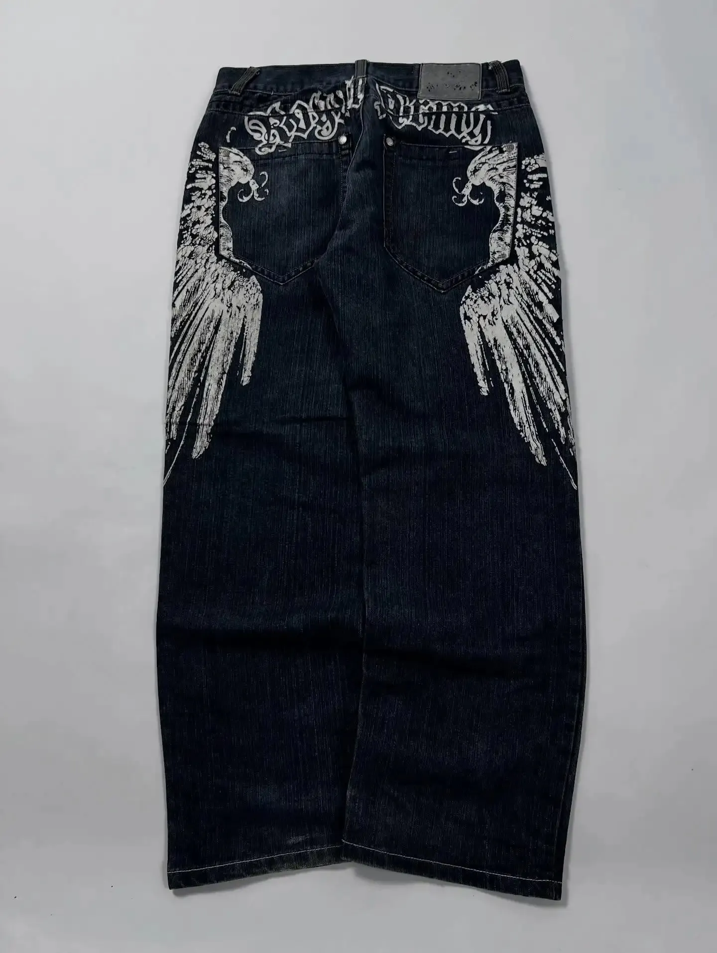 Retro Y2K Oversized Print Explosions Mens Jeans American Hip-hop Trend Gothic Straight Pants Harajuku Casual Couple Wide Pants