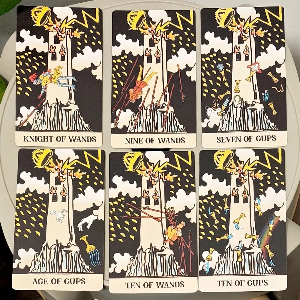 12*7cm Tower Takeover Tarot Deck sa Rigid Box Natatanging 79-Card Tarot Set para sa Transformation at Liberation Double-embossed