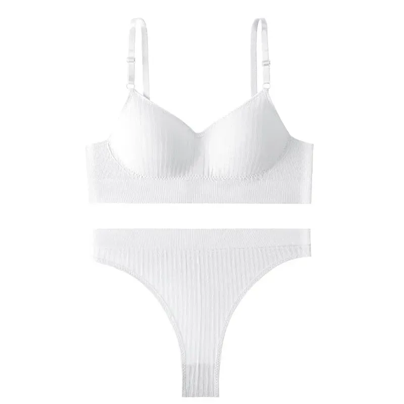 Women Seamless Bra Set High Waist Thong Panties Female Nonwire Brassiere Comfy Soft Sports Bras Underwear Set Sexy Lingerie Set — image 16