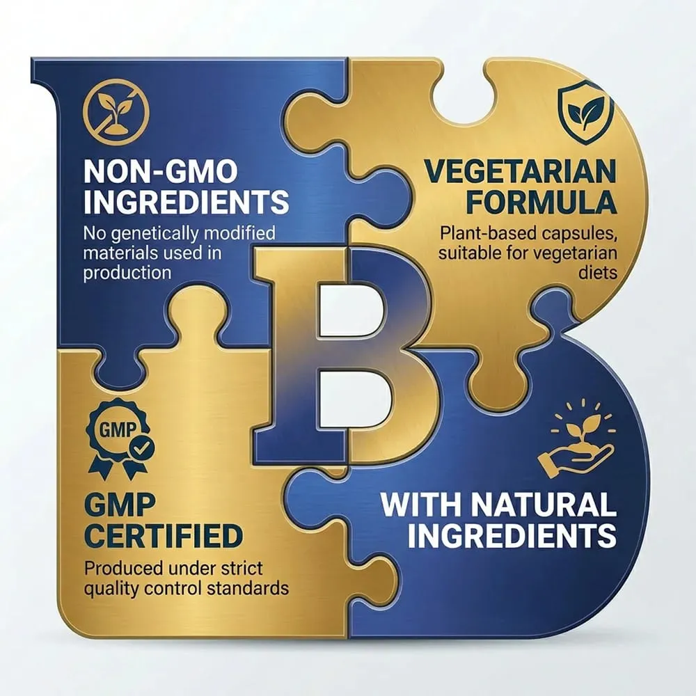 Vitamin B Complex Capsules Relieve Stress Energy Metabolism Nervous System & Immune Wellness Support Vegetable Capsules