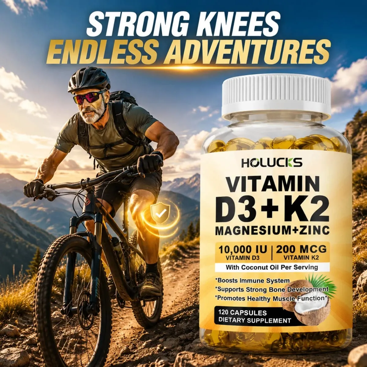 Vitamin D3 K2 Capsule with Coconut Oil Promotes Strong Bones for Teeth Heart Cardiovascular Health Magnesium+Zinc Supplement — image 1