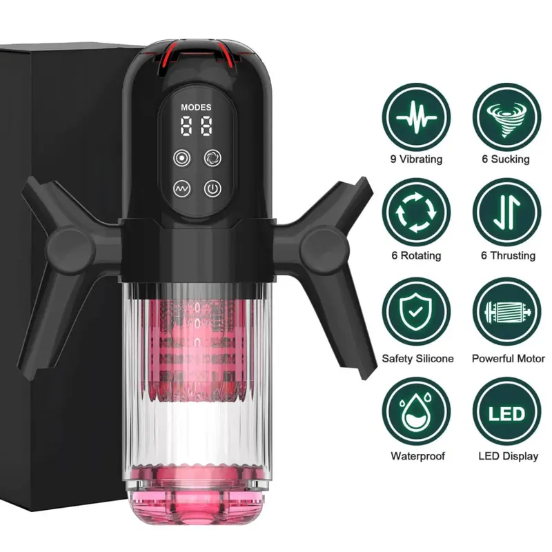 Newly Upgraded Automatic Male Masturbator with Thrusting Rotating Vibrating Sucking Licking Modes Pocket Pussy Sex Toys for Men
