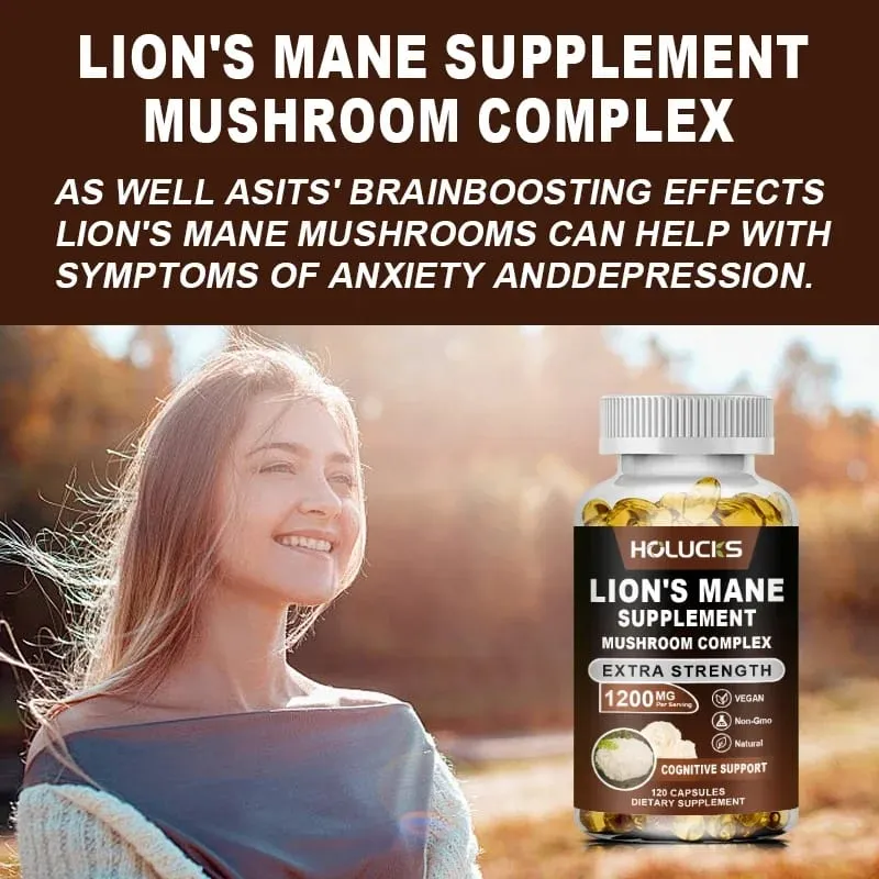 Premium Lion's Mane Mushroom Extract Supplement for Anxiety & Depression Calm Focus & Wellbeing Energy & Stress Non-GMO — image 5