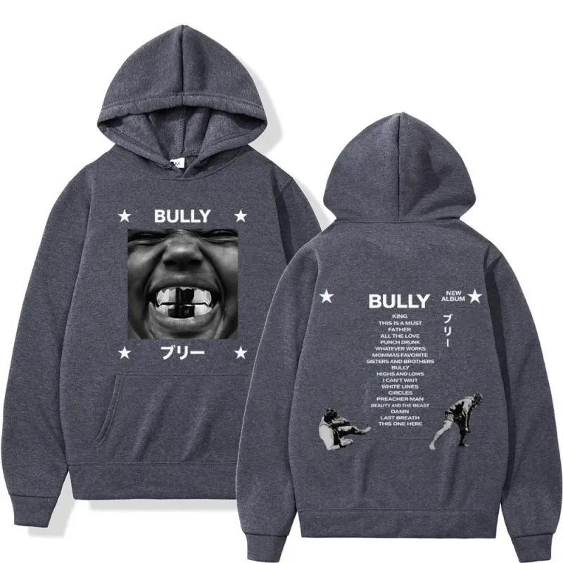 Kanye West Bully Album 2026 Tour Print Hoodie Men Women Gothic Punk O-Neck Pullover Loose Casual Hip-hop Streetwear Sweatshirts