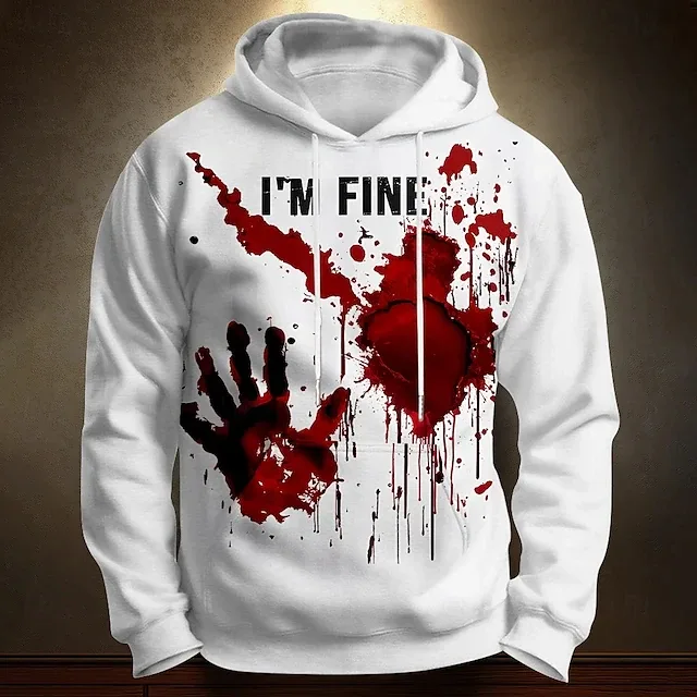 Halloween Blood Printed Hoodies letter pattern3D Print Hooded Pullover Sweatshirt Fashion Hoodie Streetwear Long Sleeve Tops