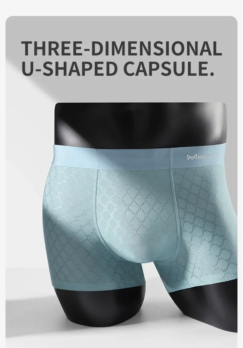 MiiOW 3 Chiếc Liền Mạch Ice Silk Nam Quần Lót Boxer Mùa Hè Lưới Thoáng Khí Quần Lót Nam Kháng Khuẩn Quần Lót Nam Võ Sĩ Quần Đùi