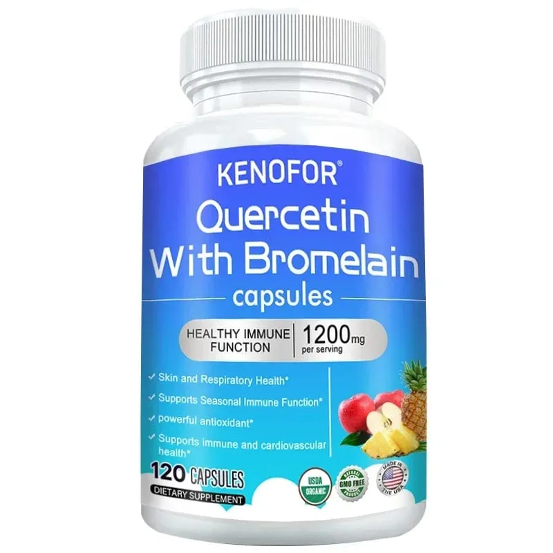 Quercetin Bromelain Capsules - Supports Immune Cardiovascular & Respiratory Health Antioxidant Supplements
