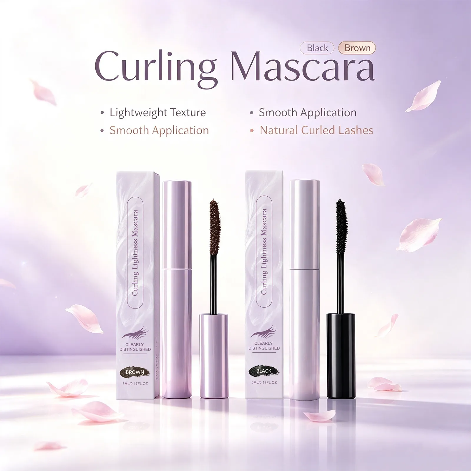 Curling Mascara Natural Lifted Lashes Waterproof Anti-Smudge Long Lasting Curling Strengthen Lashes Eye Cosmetic Black & Brown — image 3