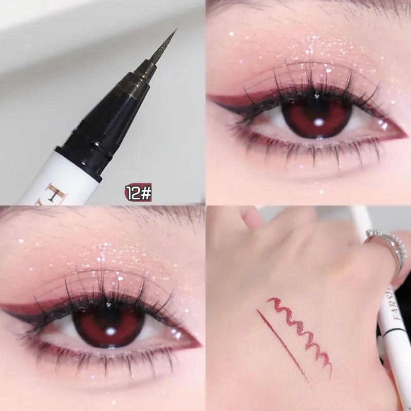 12 farver vandtæt eyeliner Pen Ultra-fin spids flydende eyeliner Langtidsholdbar eyeliner Hurtigtørrende farverig makeup til cosplay — image 8