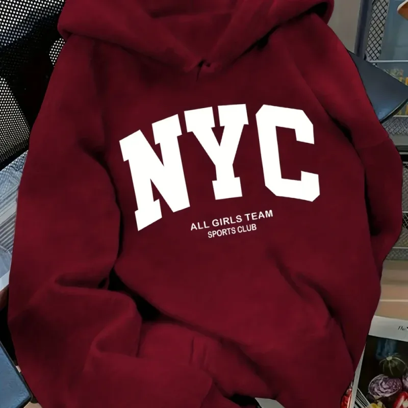 New Fall/Winter Comfortable Navy Blue New York Team Hoodie - Long Sleeve Couples' Street Style Hoodie Casual Pullover with POC — image 8