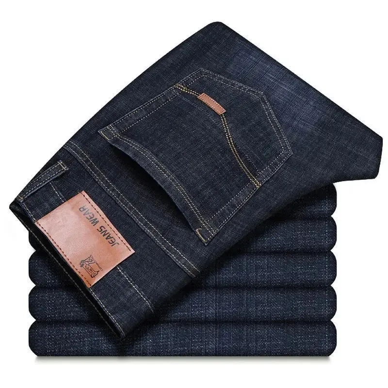 2025 New Business Men's Jeans Casual Comfortable Straight Stretch Fashion Classic Premium Blue Black Denim Pants Large Pants — image 3