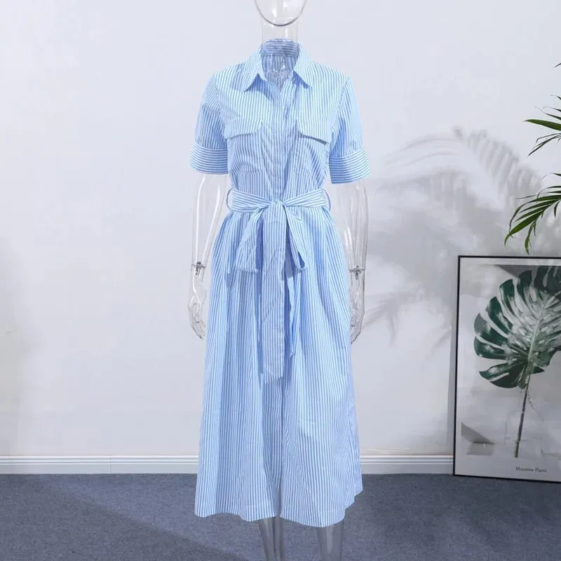Elegant Belt Women Long Black Dress Full Sleeve Pleated Lapel Waist-Closed Female A Line Dresses 2026 Spring Lady Robes New