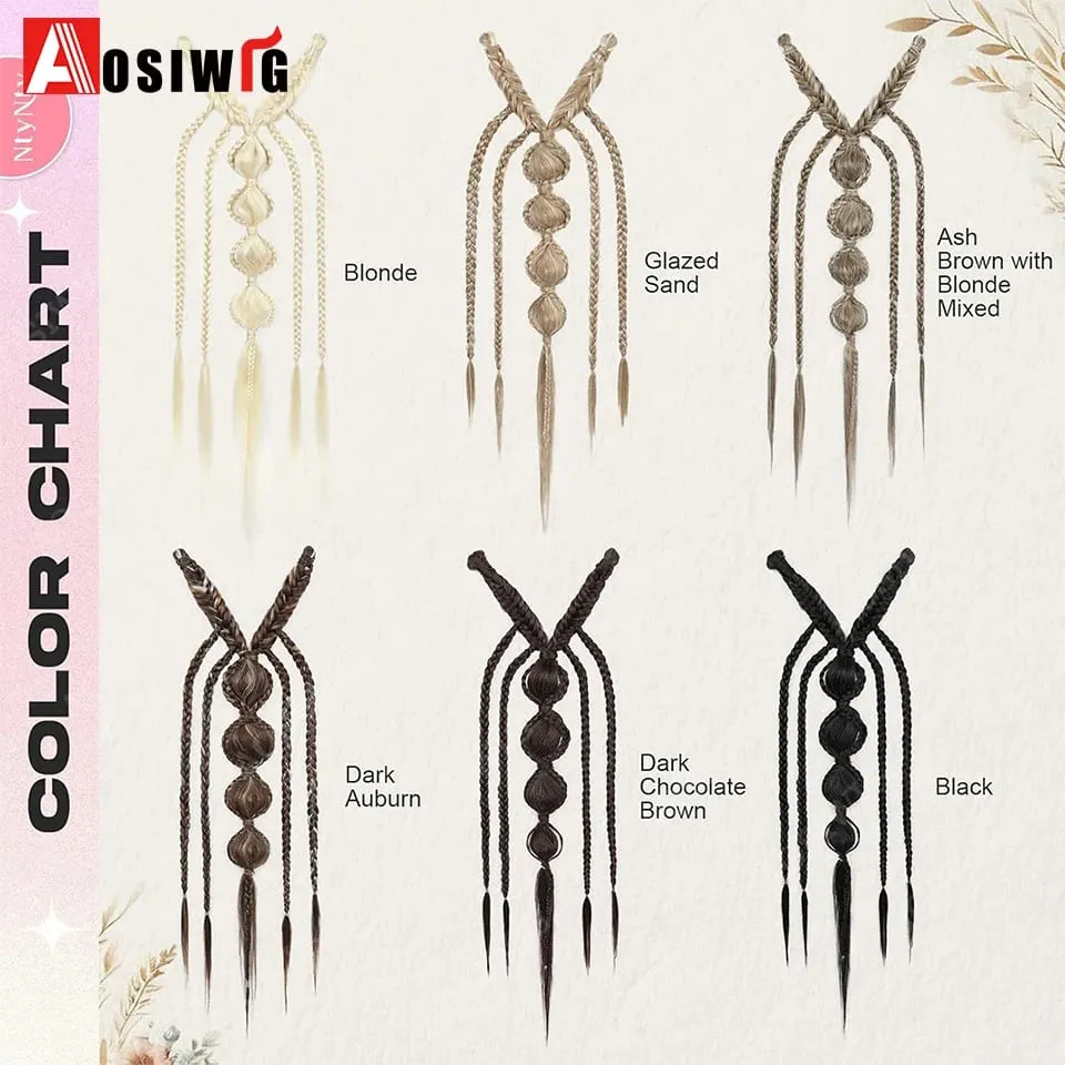 Elf Style Half Head Braided Hair Extensions Synthetic Clip In Braids Hairpiece Natural Black Dark Brown Fake Hair for Women Dail