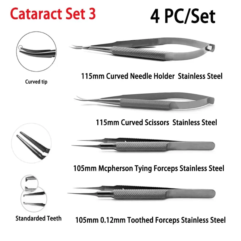 Non Medical use Cataract Set Tweezers Needle Holders 4pcs/set Household Repair Tools Hi Eye