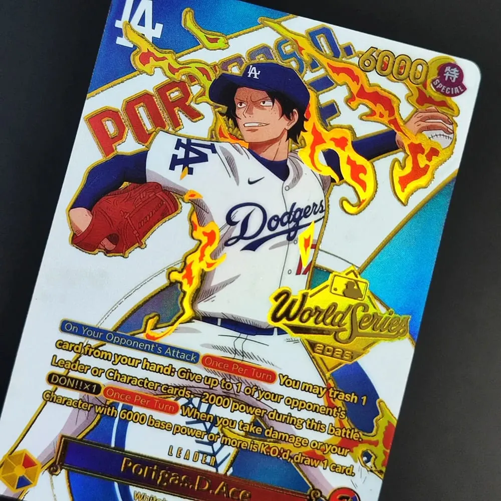 DIY OPCG ONE PIECE CARD Monkey.D.Luffy Ace (010) (Dodgers x ONE PIECE) EB02-010 One Piece Promotion Anime English Cards Foil — image 4