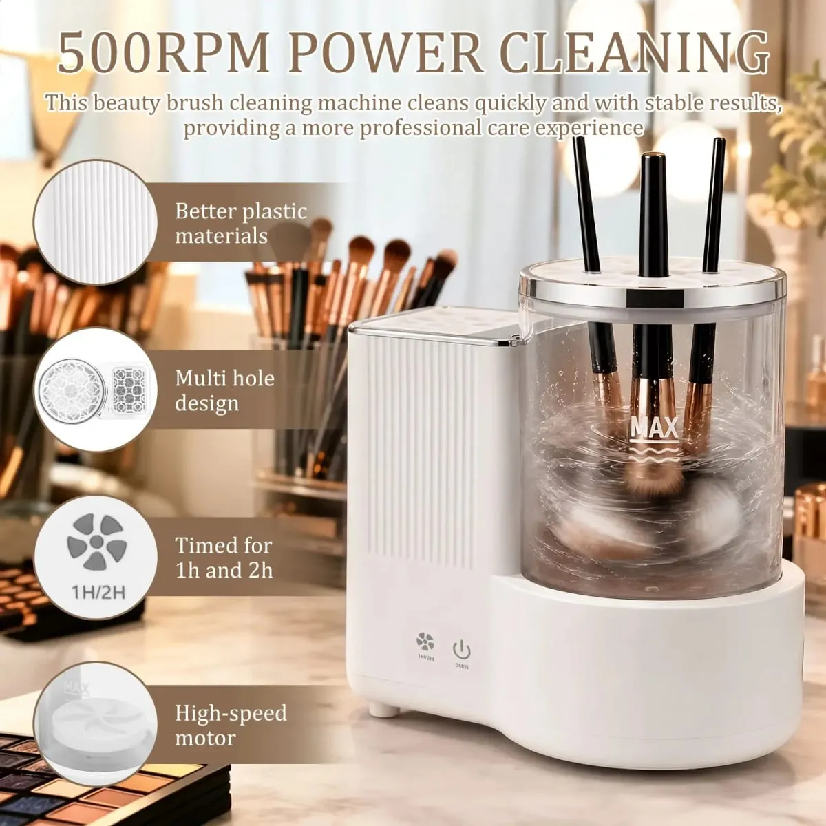 3 IN 1 Electric Makeup Brush Cleaner Machine Makeup Brush Automatic Cleaner Dryer Tool para sa Lahat ng Laki Beauty Brushes Mabilis na Pagpapatuyo