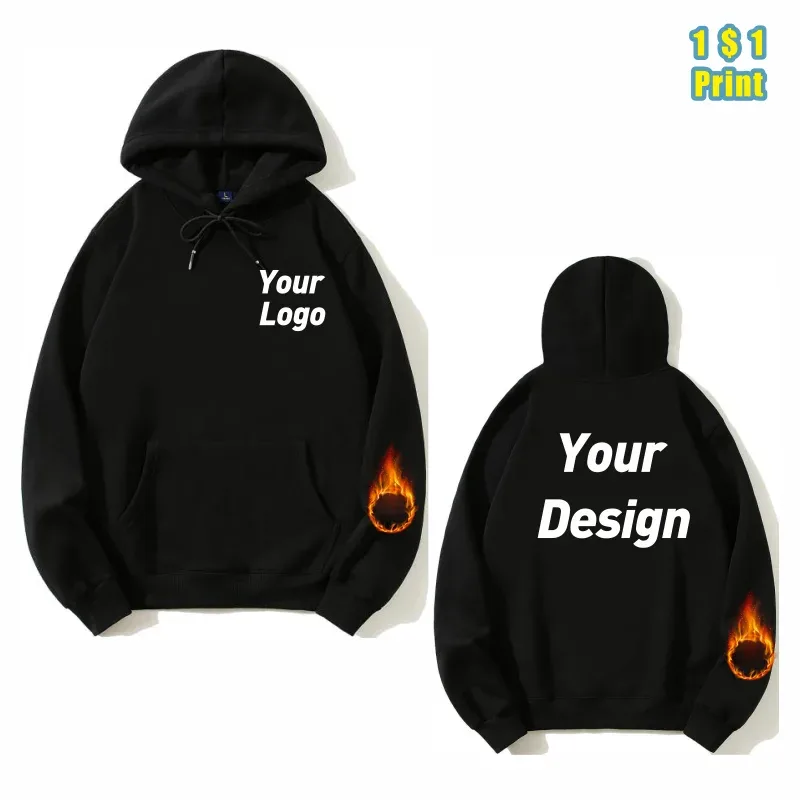 Hoodie Cetak Mode Kualitas Tinggi Logo Kustom Grup Pribadi Merek Bordir Pria dan Wanita Tebal 100% Katun Pulover Bulu — image 5