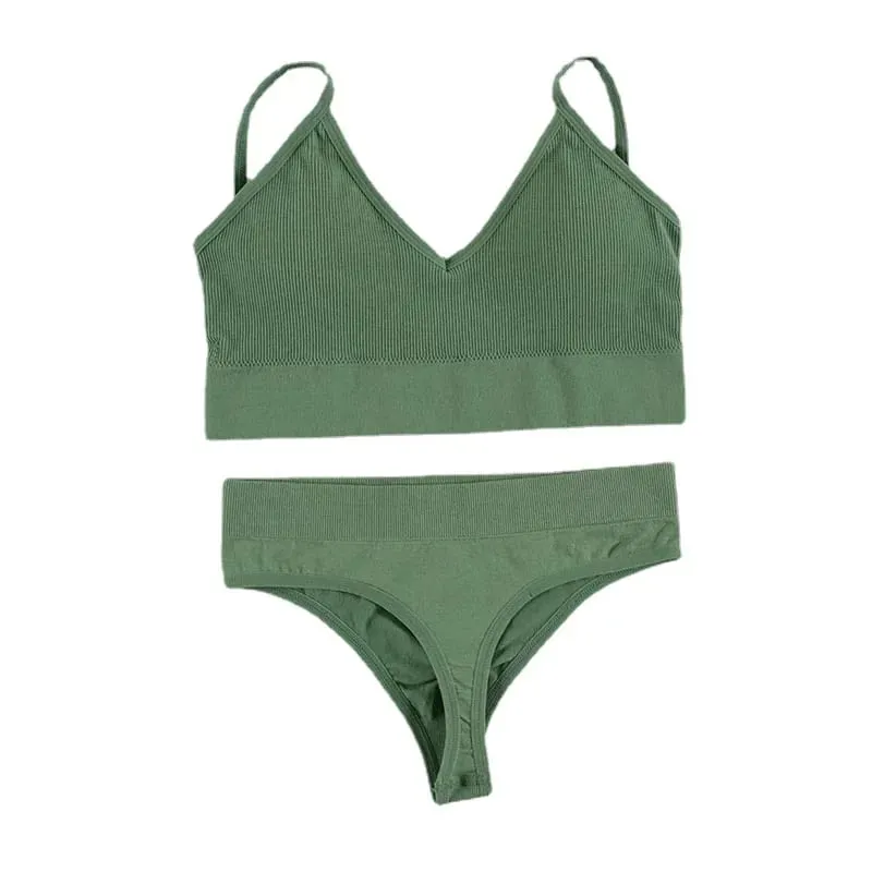 2Pcs Bra Set Underwear Set Women Panties Sexy G-String Seamless Bralette Female Lingerie Soft Tank Crop Top 2026