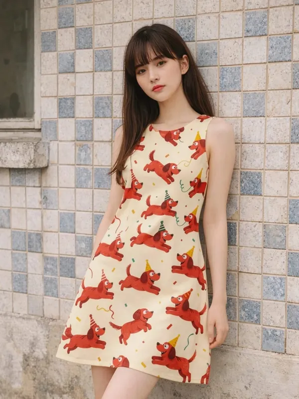 Womens Floral Sleeveless A Line Mini Dress Round Neck Summer Day Dress for Travel Resort Patio and Everyday Wear Elegance