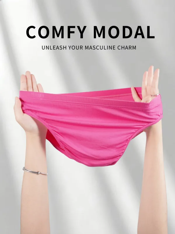 Men's Modal Ultra Thin Bare Feel Briefs, Low Rise High Elastic Breathable 3D Convex Pouch Underwear