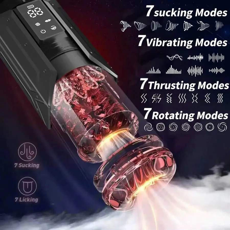 Automatic Male Masturbator Stroker with 7 Thrusting Rotating Licking Adult Pocket Pussy Mens Sex Toy Blowjob Sex Machine