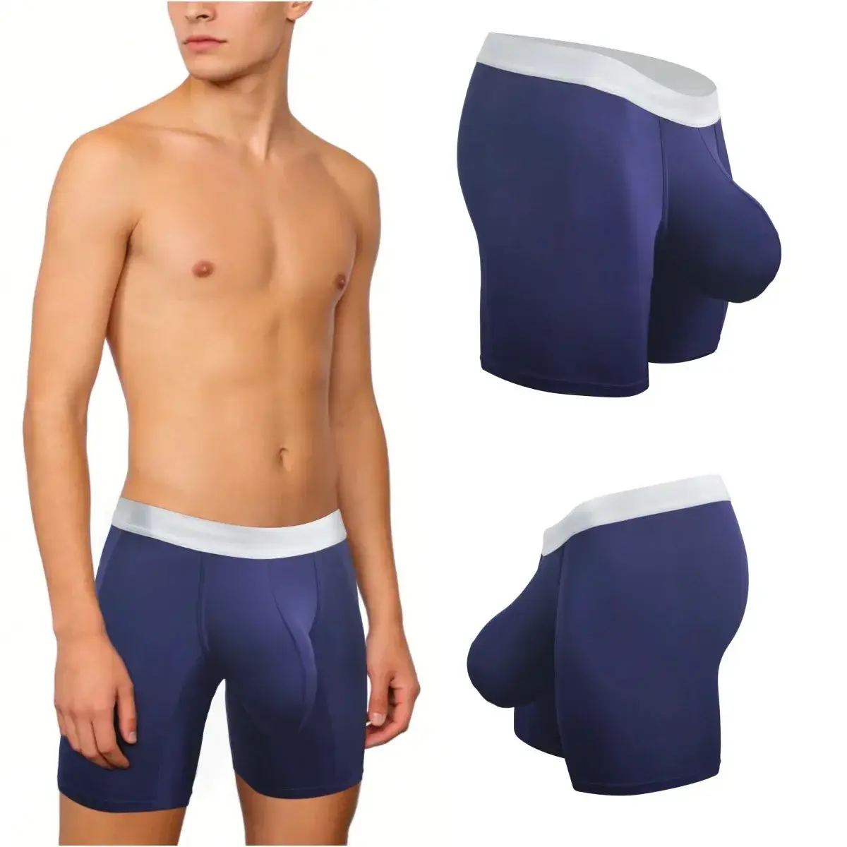 Men Ice Silk Boxer Briefs Deep U Convex Pouch Breathable Cool Quick Dry Sports Running Underwear Anti Chafe Seamless Underpants — image 18