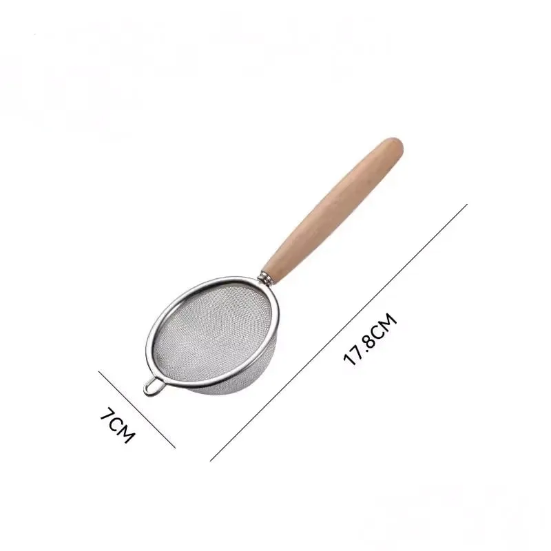 1-3pcs Wooden Handle Flour Sifter And Strainer Fine Mesh Stainless Steel for Home Baking Cooking Juice And Powder Filtering — image 13