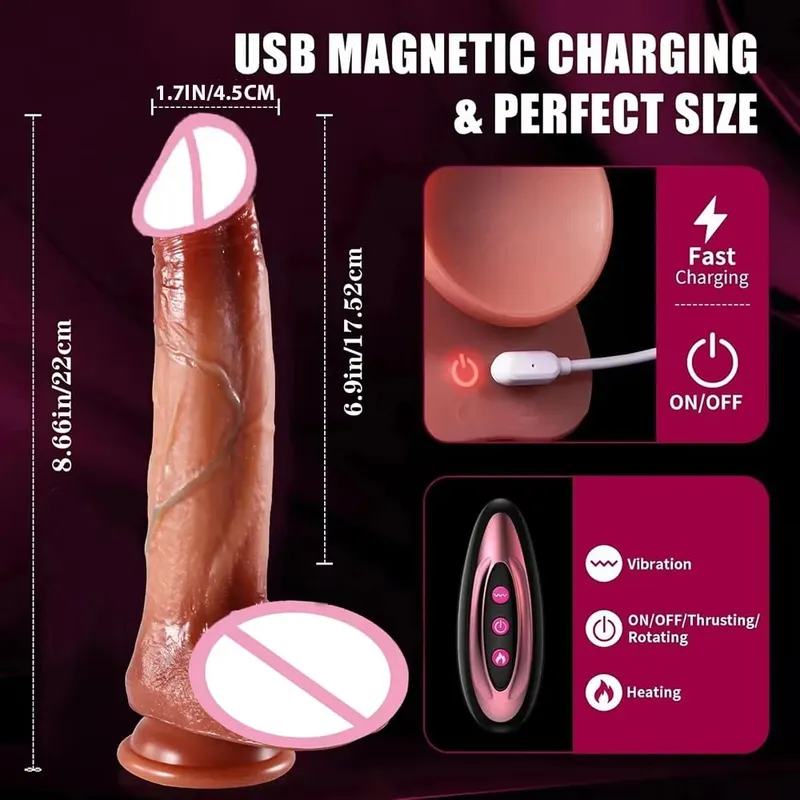 Consolador - Consolador - Masajeador Vibrador de Silicona Telescópico de 9 Pulgadas para Parejas 10 Modos Juguete de Masaje Erótico Seguro y Discreto Placer para la Pareja Femenina