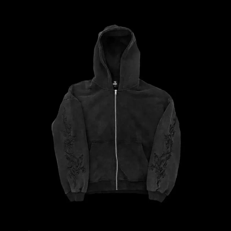 American Retro Rock Gothic Graphic Fur Collar Loose Zipper Sweatshirt Men's Y2K New Harajuku Punk Casual Joker Hoodie Streetwear — image 24