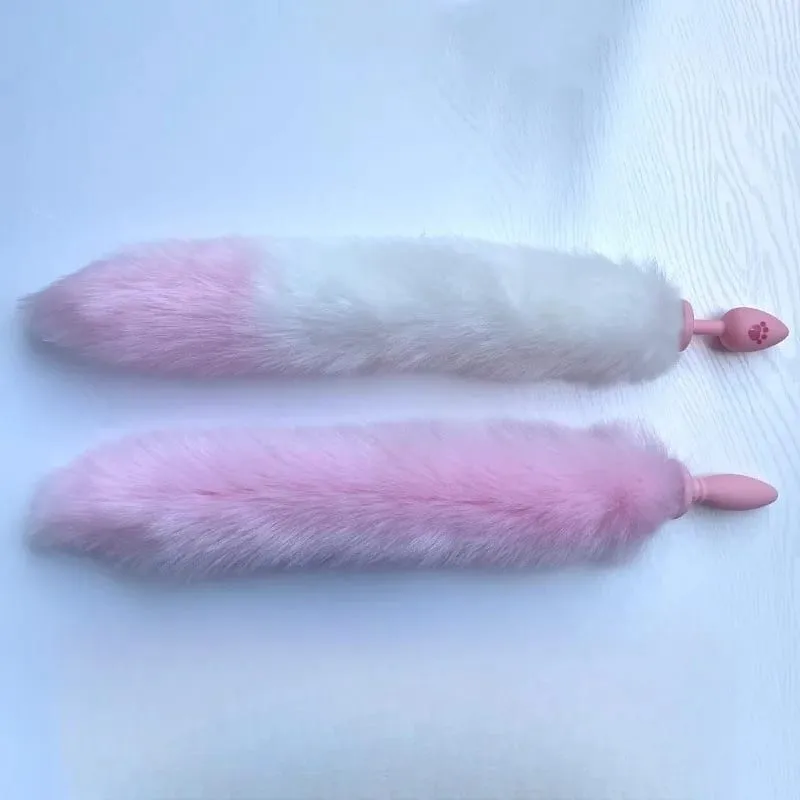 Malý silikonový anální kolík Dildo vaginální kolík s odnímatelným falešným měkkým liščím králičím ocasem pro pár erotických pomůcek s dilatátorem análních korálků