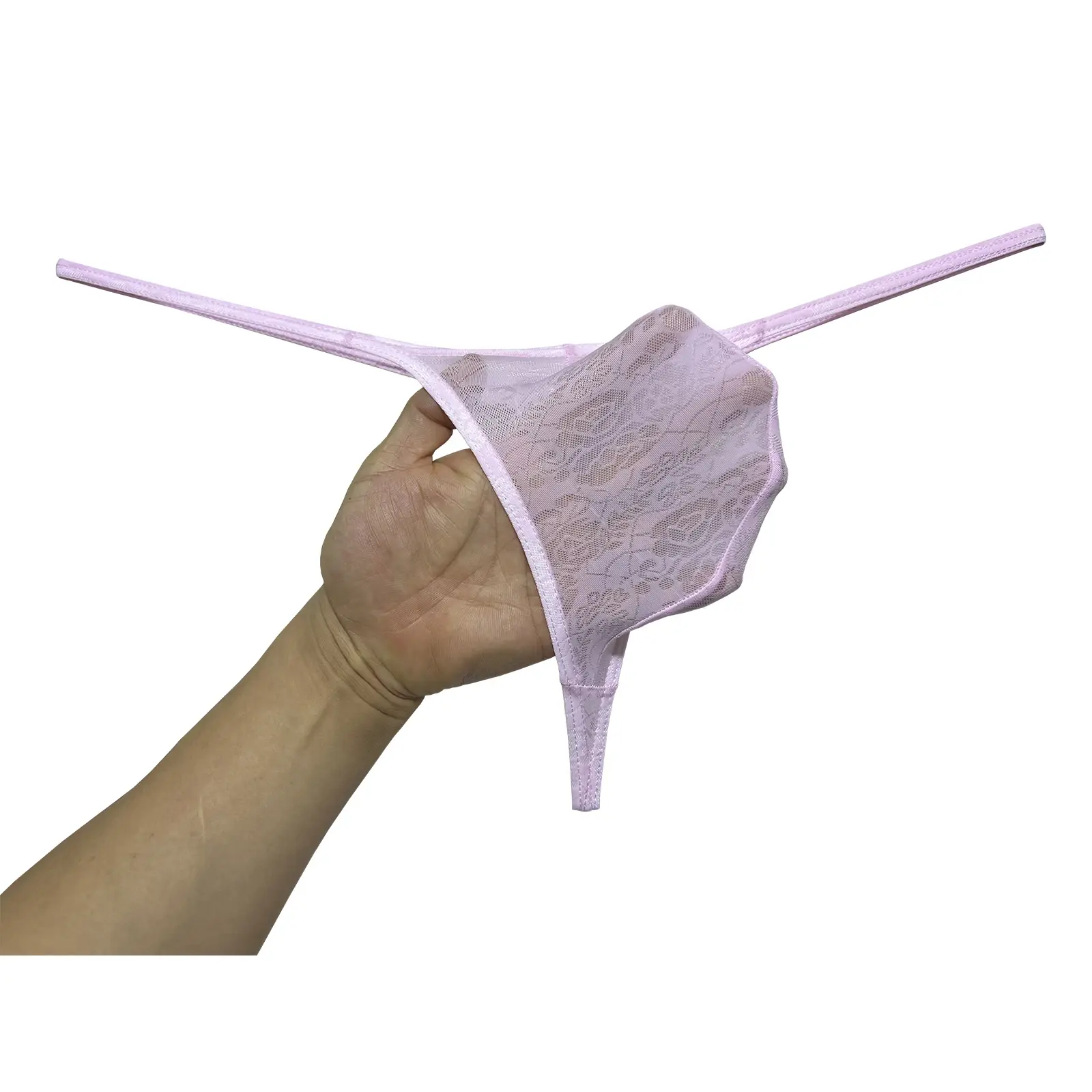 Mens Ultra-Thin Lace Jacquard Thong Underwear Soft Breathable Lightweight Mesh Panties Men Thong G-string Low Rise No-Show Brief — image 4