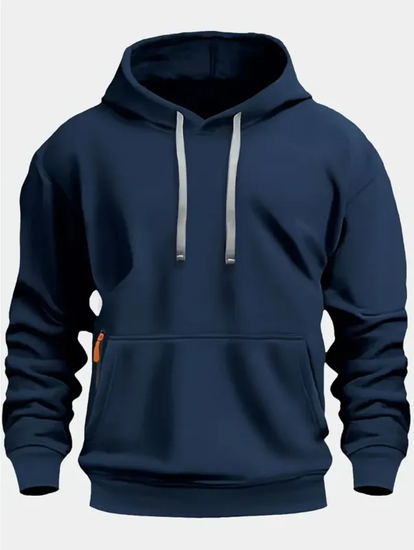 Fall/Winter New Arrival Men's Fleece Hoodie High Quality Solid Color Hooded Sweatshirt Male Fashionable Street Style Sweatshirt — image 5
