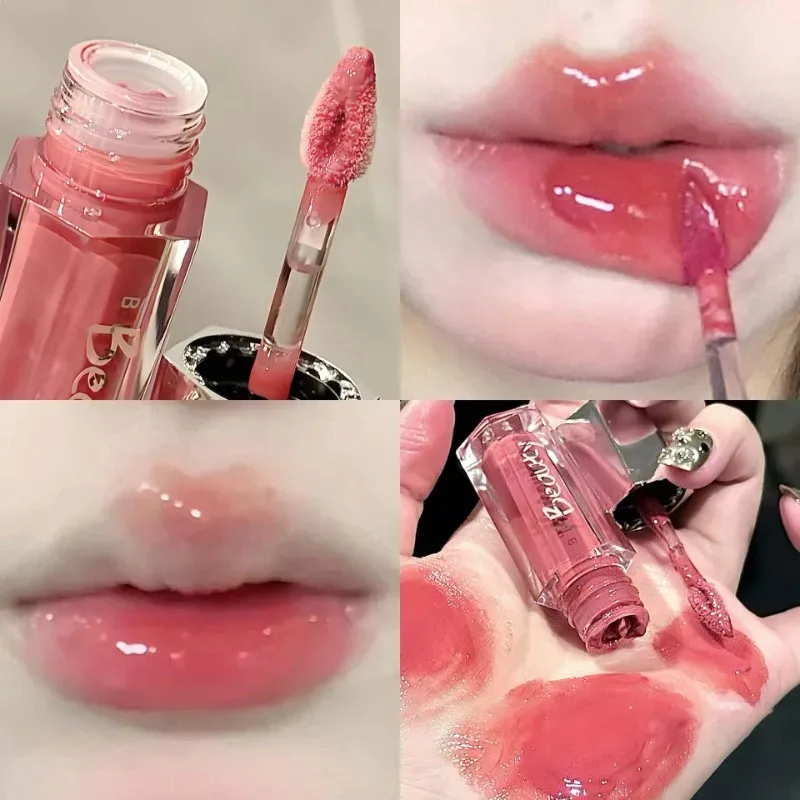 Ice Transparent Brun Lip Gloss Fugtgivende Glossy Flydende læbestift Nude Water Light Glas Spejl Lip Glaze Langtidsholdbar makeup