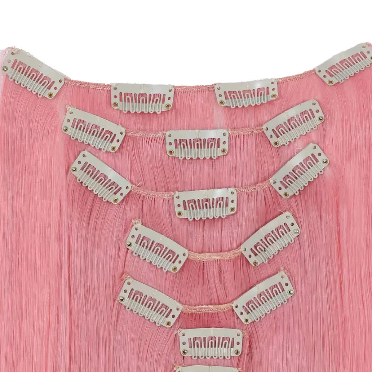 7 Clips In Hair Extensions Long Straight Hairstyle Pink 60CM Natural Synthetic Hair Daily Use Hairpiece For Women — image 9