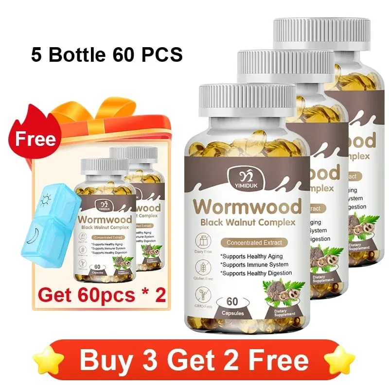 High Potency Parasite Cleanse Capsules Wormwood Black Walnut Supports Intestinal Cleansing Detox & Gut Health for Adults