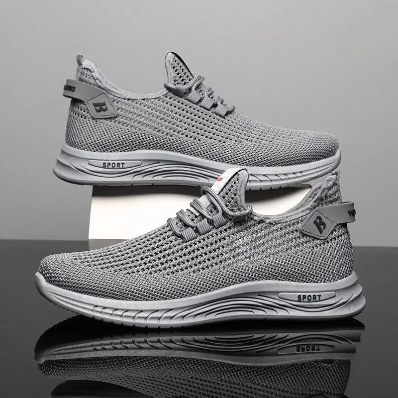 Lightweight Mesh Knit Trainers Men Soft Cushion Sole Daily Walking Sneakers Non Slip Breathable Outdoor Gym Running Footwear
