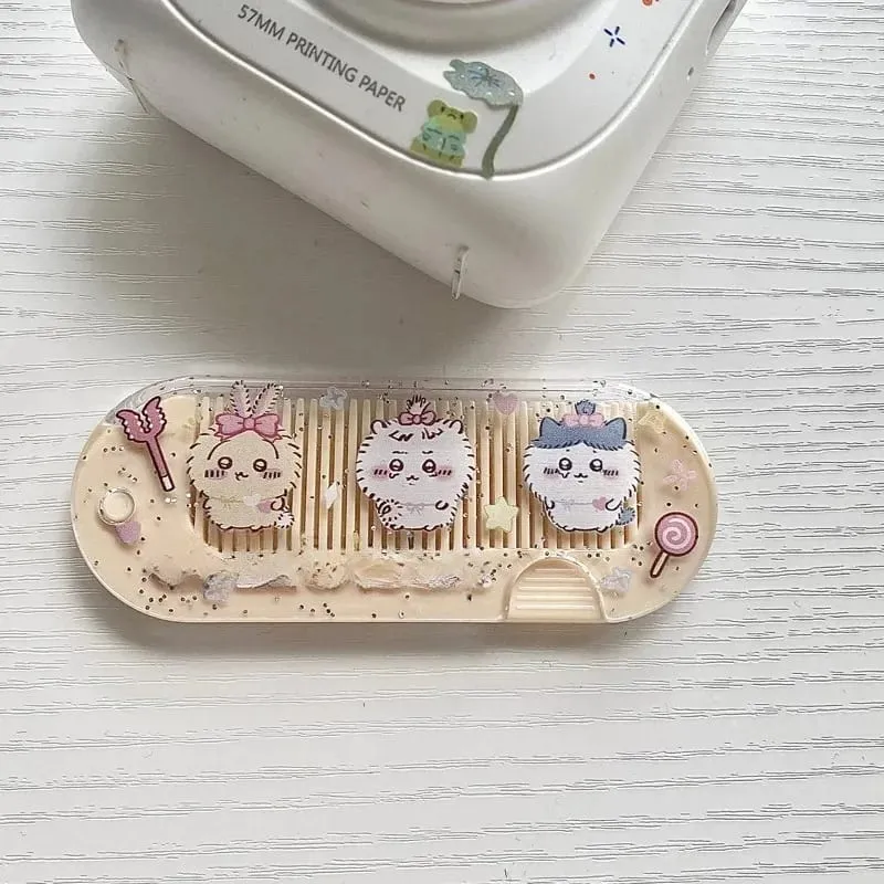Mới Yiji Hoạt Hình Gấp Lược Nhỏ Di Động Bỏ Túi Trang Điểm USAGI うさぎ ハチワレ Hachiware Mini Dễ Thương Lược Nổ Lược Quà Tặng