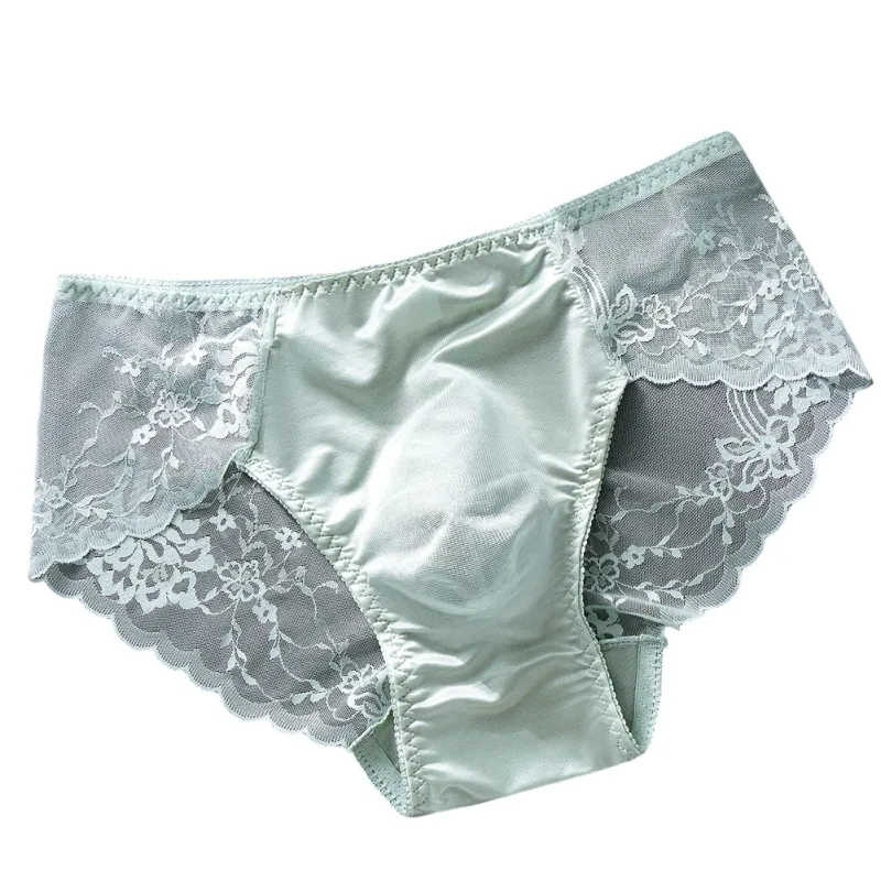 1pc Men Lace Seamless Ice Silk Briefs Ultra-thin Underwear 3D Bulge Pouch Low Waist Gay Panties Breathable High Elastic Lingerie