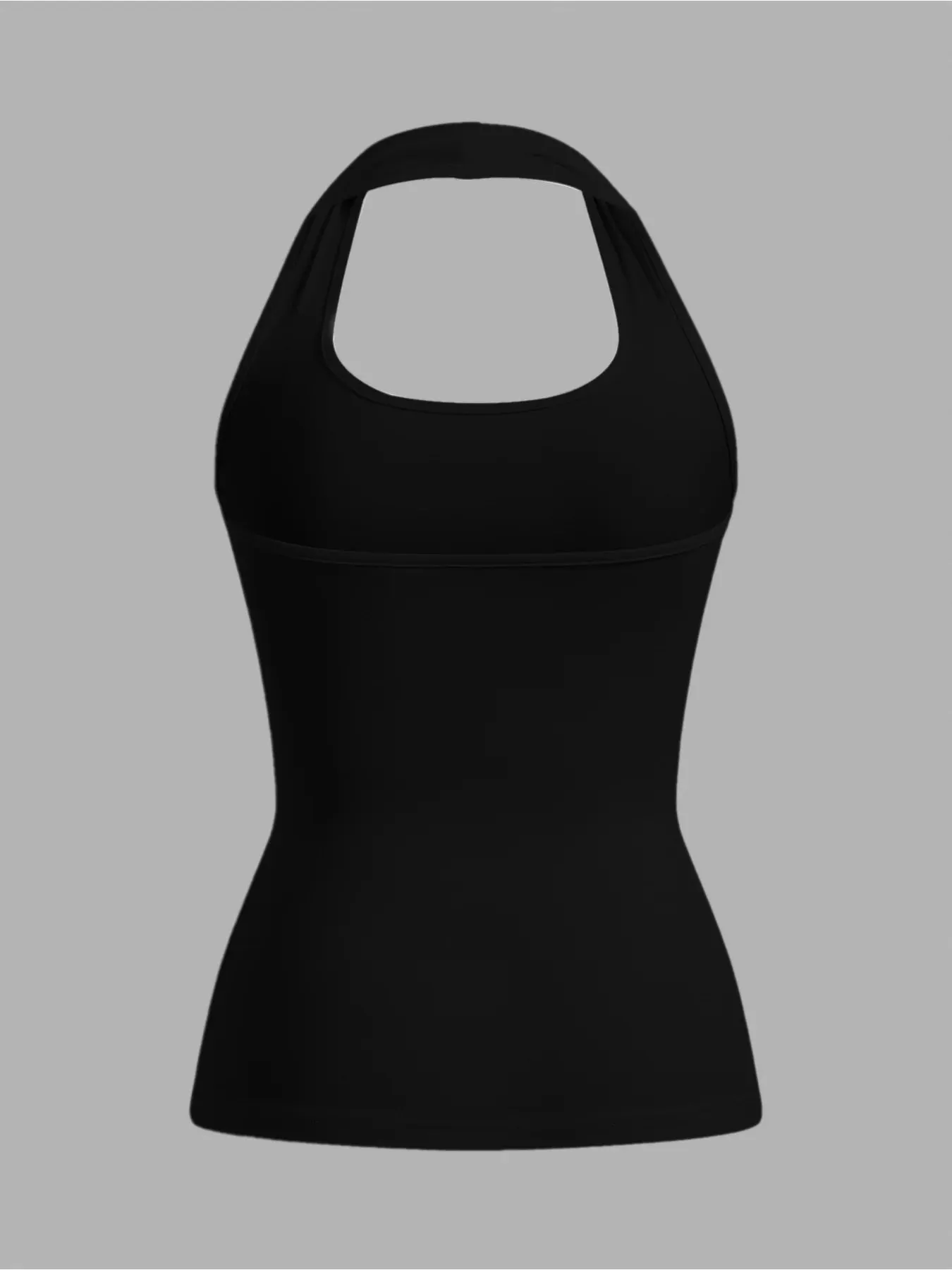 2026 Comfortable Casual Square Neck Sleeveless Hanging Neck Solid Color Backless Waist Cinched Comfortable Vest to