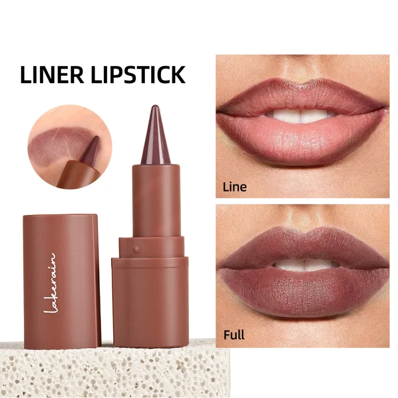 Ensemble de rouge à lèvres et brillant à lèvres, 2 pièces, noir mat, marron, velours, imperméable, Non collant, Contour, Crayon, teinte de maquillage pour les lèvres