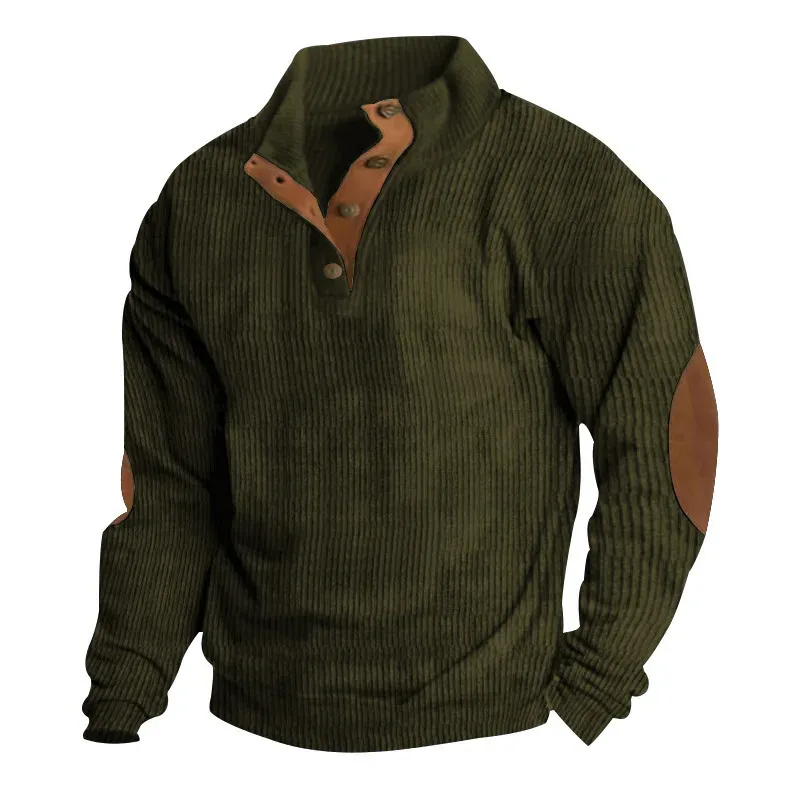 Men's Cargo Sweatshirt American Splicing Patch Pullover Men's Outdoor Jacket Corduroy Casual Long Sleeve Sweatshirt