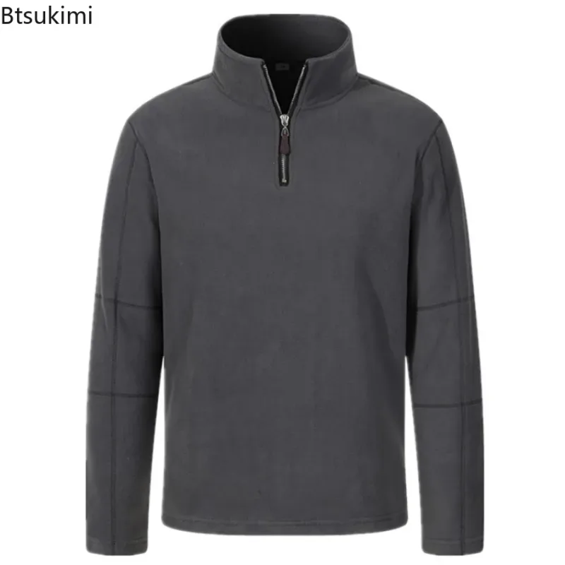 Quality Men's Thicken Warm Polar Fleece Hoodies Fashion Stand Collar Half-zip Pullovers Autumn Winter Casual Sweatshirts for Men