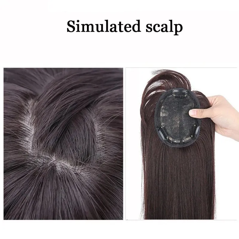 Synthetic Striaght Hair Toppers with Bangs for Women Natural Hairpieces Adding Hair Volume Topper Hair Extensions 18''/10'' — image 4
