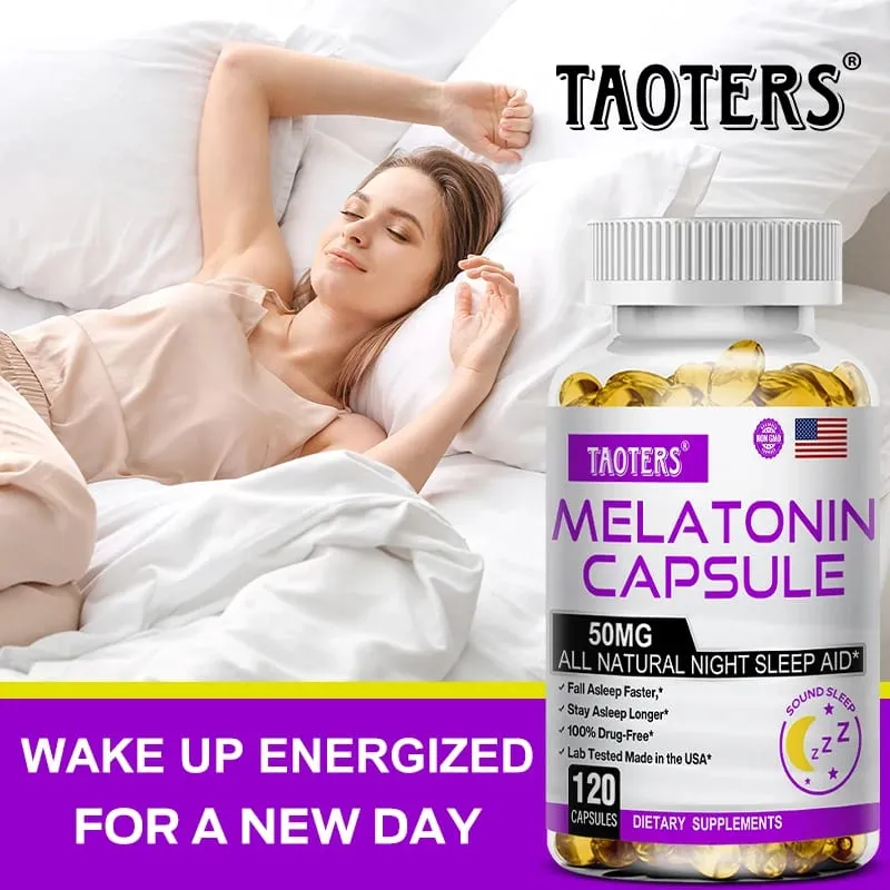 Melatonin Capsules 50mg - Promote Falling Asleep Quickly Calm The Mind Natural Sleep Aid Supplement