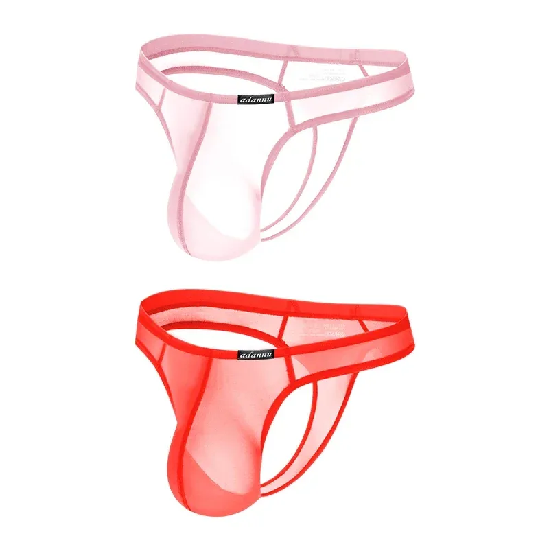 Ultra Thin Sheer Briefs Men Underwear Cooling Knickers Low Rise Bulge Pouch Underpants Soft Mesh Panties Male Thong Pants