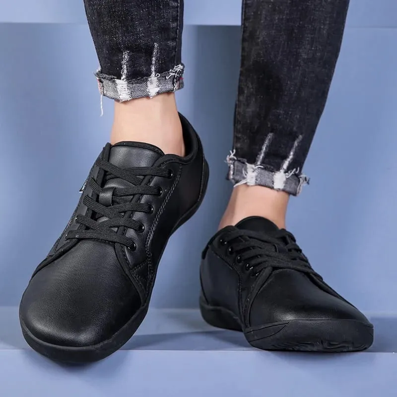 Oiaano Wide Toe Men Minimalist Shoes Comfortable Sneakers Leather Casual Shoes Black Slip On Leisure Loafers Drive Office