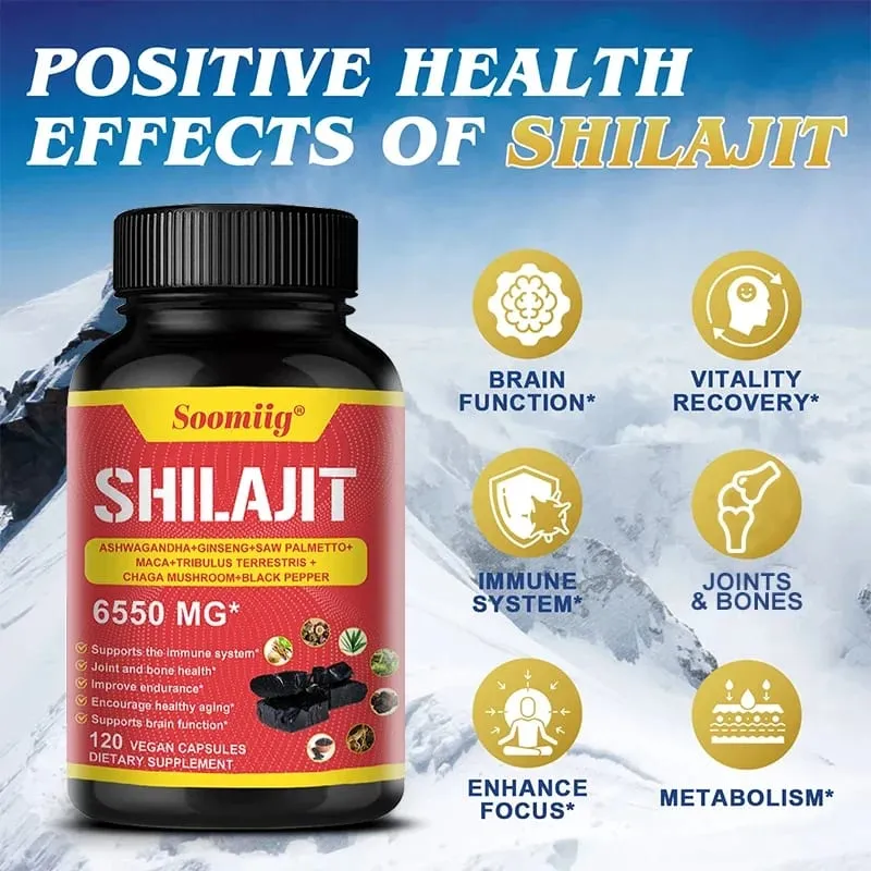 Pure Himalayan Shilajit Capsules - Supports Healthy Aging Bones and Joints Improves Energy Endurance and Muscle Recovery