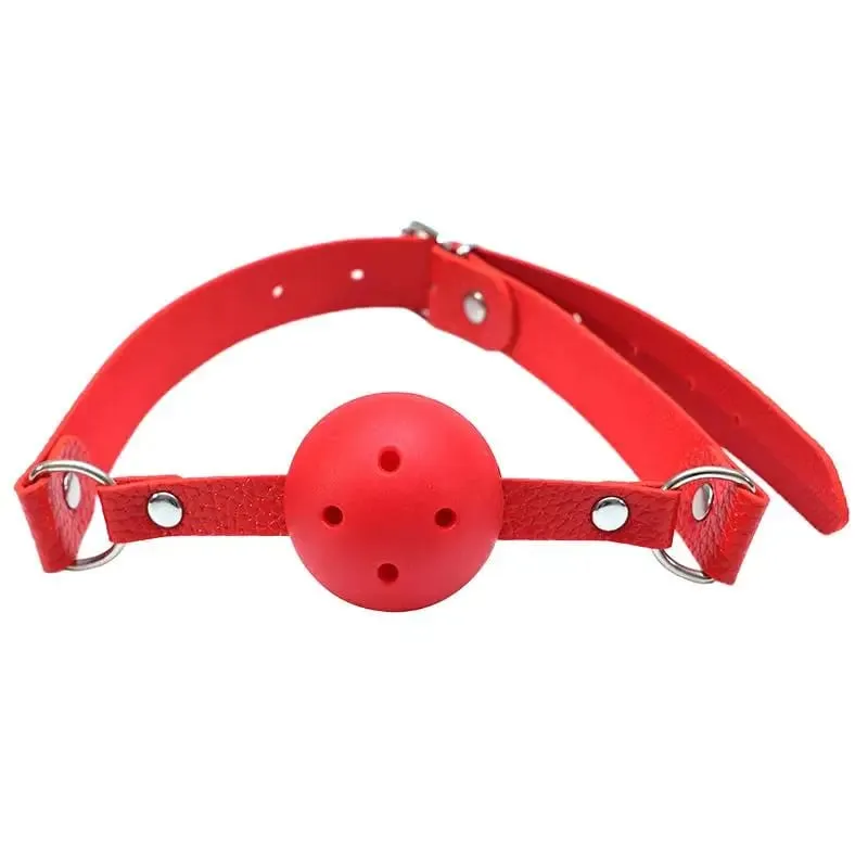 4 Colors Faux Leather Mouth Gag Adjustable Plastic Ball Adult Roleplay Game Props Couples Bondage Sex Toys Accessories▪