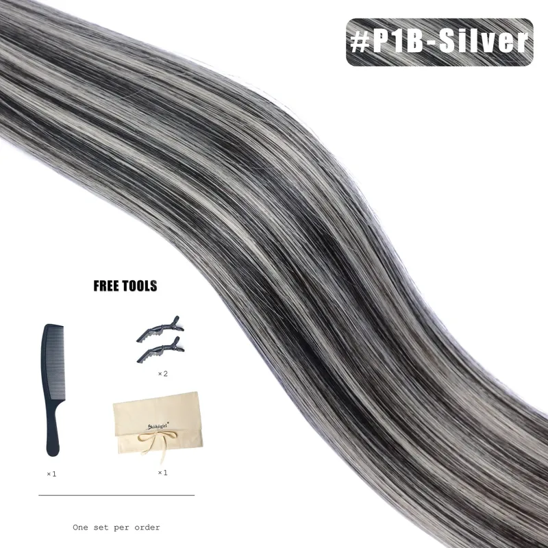 Butterfly Weft Hair Extensions Human Hair Invisible Flat PU with Hole Twin Tabs Hair Weft 12-24inch Micro link 100g