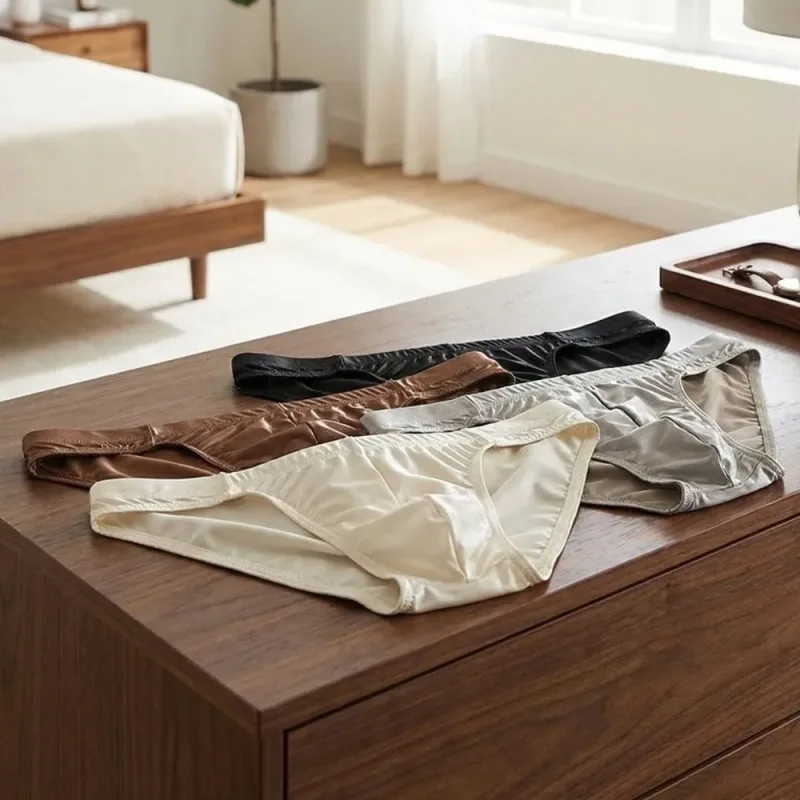 Breathable Low Waist Men Thin Panties Male Lingerie Underpants Men's Underwear Simple Ice Cool Briefs Summer